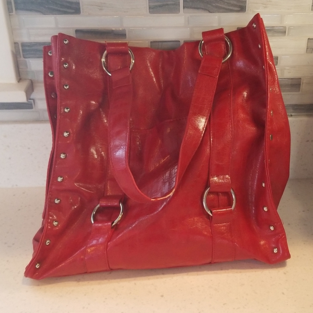 Red pleather shoulder bad
